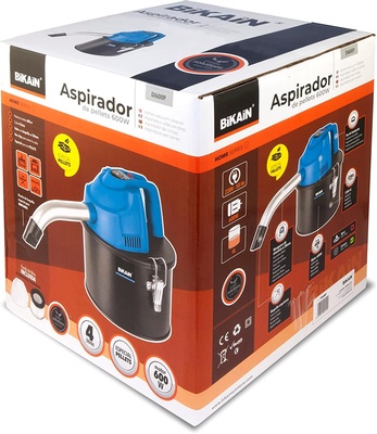 Bikain Aspirador de Ceniza para pellets. 600W. 4 litros Pellet, 600 W, Azul